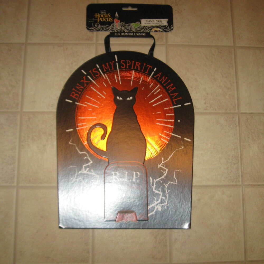 NEW HOCUS POCUS BINX DISNEY HALLOWEEN EASEL WALL HANGING 14" x 11" FALL